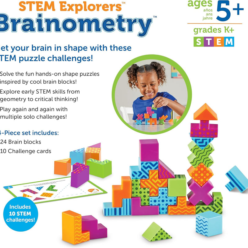Learning Resources STEM Explorers Brainometry - 3D Puzzle, Brain Games, Fine Motor Skills, Math Manipulatives for Kids