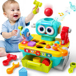 iPlay, iLearn Toddler Musical Workbench Toy, 1 Year Boy Gift, Baby Tool Set | Infant Shape Sorter Activity, Kid Pounding Game, Toddler Learning Toy, 1st Birthday Gift 12 18 24 Month Girl Age One 1 2 3 Yr