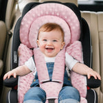 BOMOLOUR Infant Car Seat Insert for Baby Head Body Support, Pink | Reversible, Adjustable For 0-24 Months, Versatile Fits For Baby Car Seat ,Stroller, Swing, For Preemie, Newborn, Infant