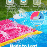 JOYIN 32.5FT Water Slide and 2 Inflatable Boards, Extra Long Heavy Duty Double Lawn Waterslide with Sprinkler for Kids Adults Backyard Summer Water Toy Outdoor Fun, Blue, Pink