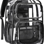 PACKISM Clear Backpack for School - 17 inch Large Heavy Duty Bookbag, Reinforced See Through PVC Transparent Backpack