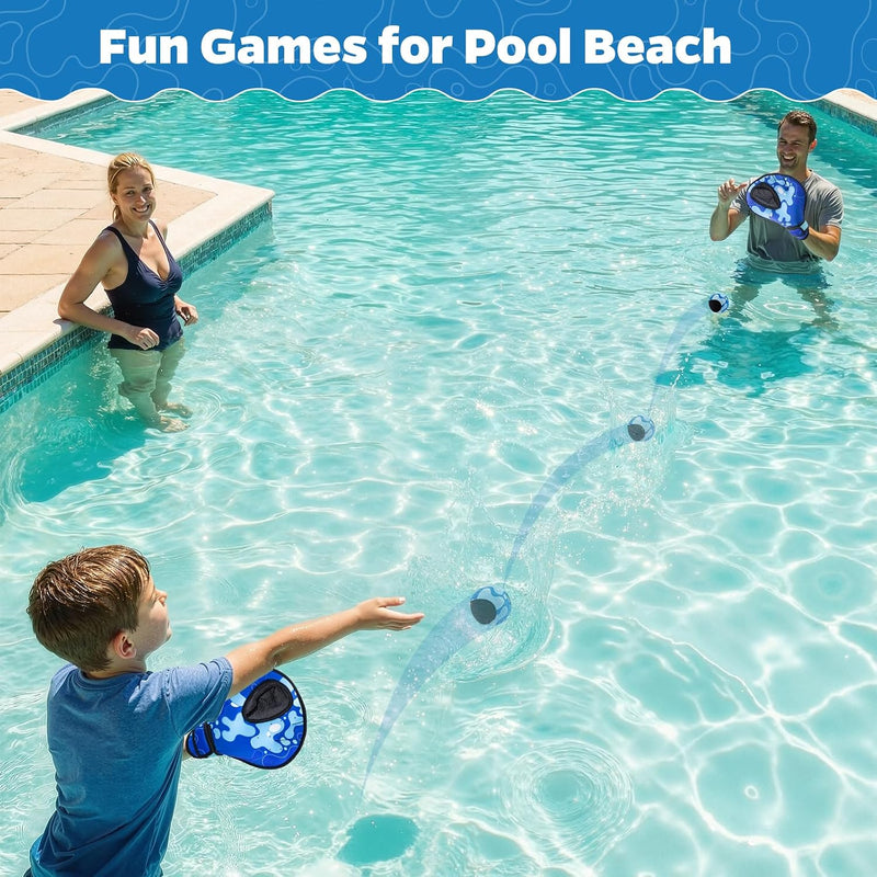 Ayeboovi Water Baseball Gloves Bouncing Ball Set, Toys for Pool Beach Lake | 2 Baseball Style Glove for Catch Skipping Ball, Games for Kids Age 8-12, Adult, Teen, Family, Birthday Gift for Boys Girls