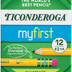 Ticonderoga My First Wood-Cased Pencils, Pre-Sharpened, 2 HB, Yellow, 12 Count