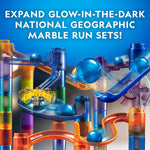 National Geographic 150-piece marble maze kit with motorized spiral lift, 30 marbles, and storage bag for kids physics toys
