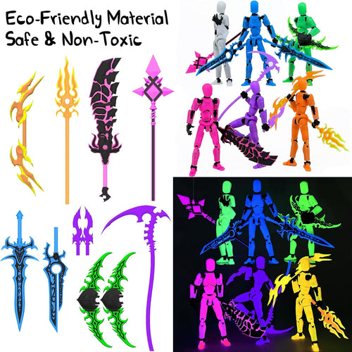 [6-PACK] Glowing Titan 13 Action Figure Set Already Assembled, Dummy 13 3D Printed Action Figures With Weapons Accessories T Lucky Robo 13 Nova 13 Action Figures, Figura de acción 13 (6-Colors)