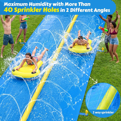 Evoio Water Slide, 32.8FT Inflatable Splash Water Slip with 2 Racing Lanes for Kids Boys Girls Adults, Water Slide Outdoor Water Toys for Backyard Garden