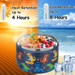 Pawtong 12oz Insulated Vacuum Food Jar with Buckle Lid Wide Mouth Soup Thermo for Hot Food Kids Leakproof Stainless Steel Lunch Container (Blue-Dinosaur)