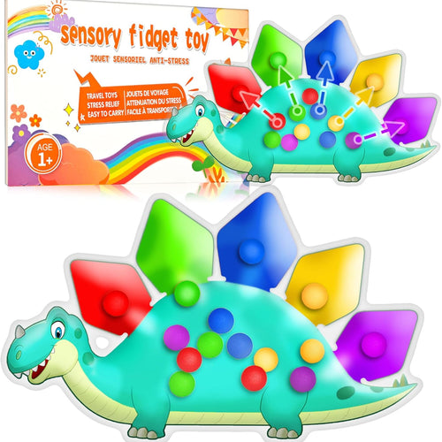 Dinosaur Color Sorting Sensory Toy for Toddlers 1-3 Years, Fine Motor & Autism Calming Fidget, Montessori Preschool Activities