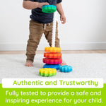 Fat Brain Toys SpinAgain, Baby Stacking & Spinning Toys for Toddlers Ages 1+ | Spinning gears stacker. Reversible base. Tactile, developmental learning for babies, toddlers, preschoolers, ages 12 months+