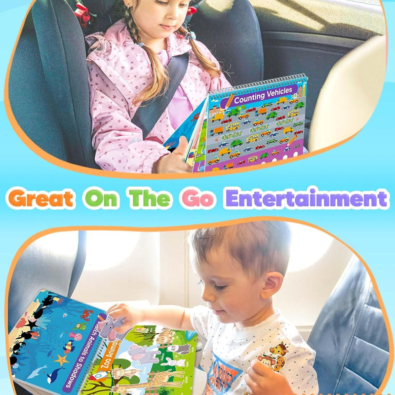 Toddler Busy Book, Montessori Educational Toys for 3 4 5 Year Old Gifts | Learning Toy, Preschool Learning Activities, Tracing Coloring Activity Books for Kids Ages 3-5, Car Airplane Travel Toys