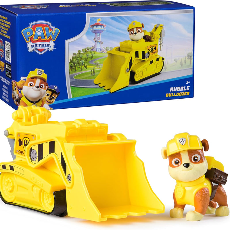 Paw Patrol, Rubble's Bulldozer Toy Truck with Collectible Action Figure, Sustainably Minded Kids Toys