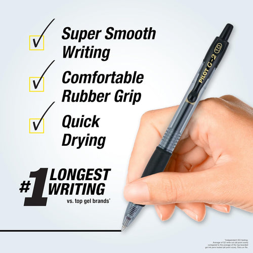 Pilot G2 Premium Refillable & Retractable Rolling Ball Gel Pens, Bold Point, Bold Gel Pens, 1.0 mm, Black Ink, 4-Pack