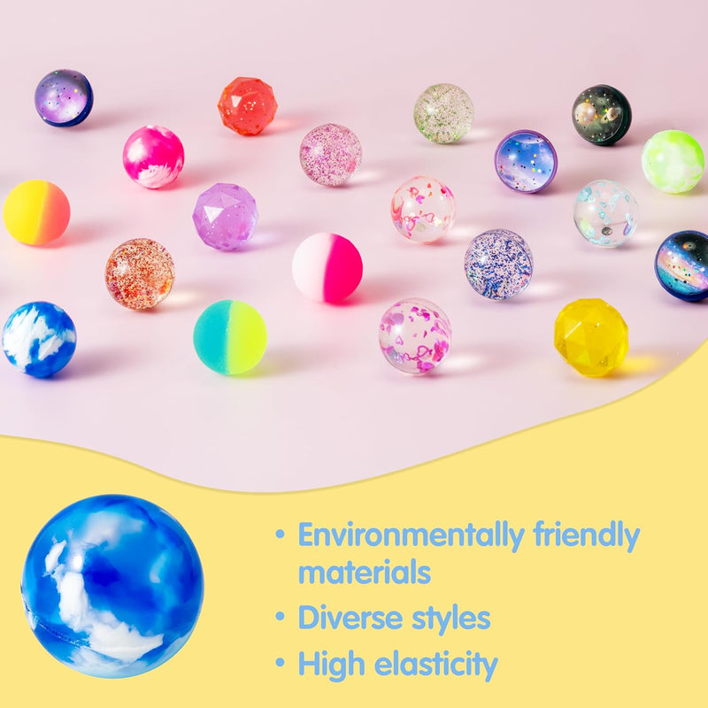 JOYIN 24 Piece Assorted Bouncy Balls: Durable Rubber Toys for Kids' Parties, Carnivals, and Classrooms