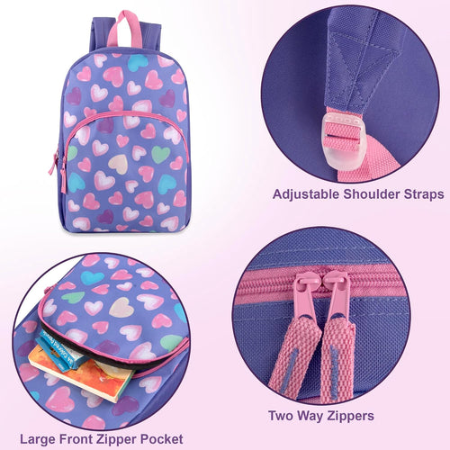 Trail maker 15 Inch Kids Backpacks for Boys & Girls | Preschool, Kindergarten, Elementary School Backpacks with Adjustable, Padded Straps (Happy Hearts)