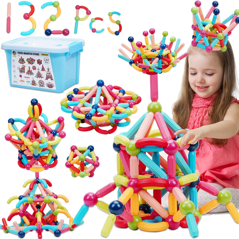 Couomoxa Magnetic Building Blocks for Toddlers: 42-Piece Set for Early STEM Learning with Large Pieces