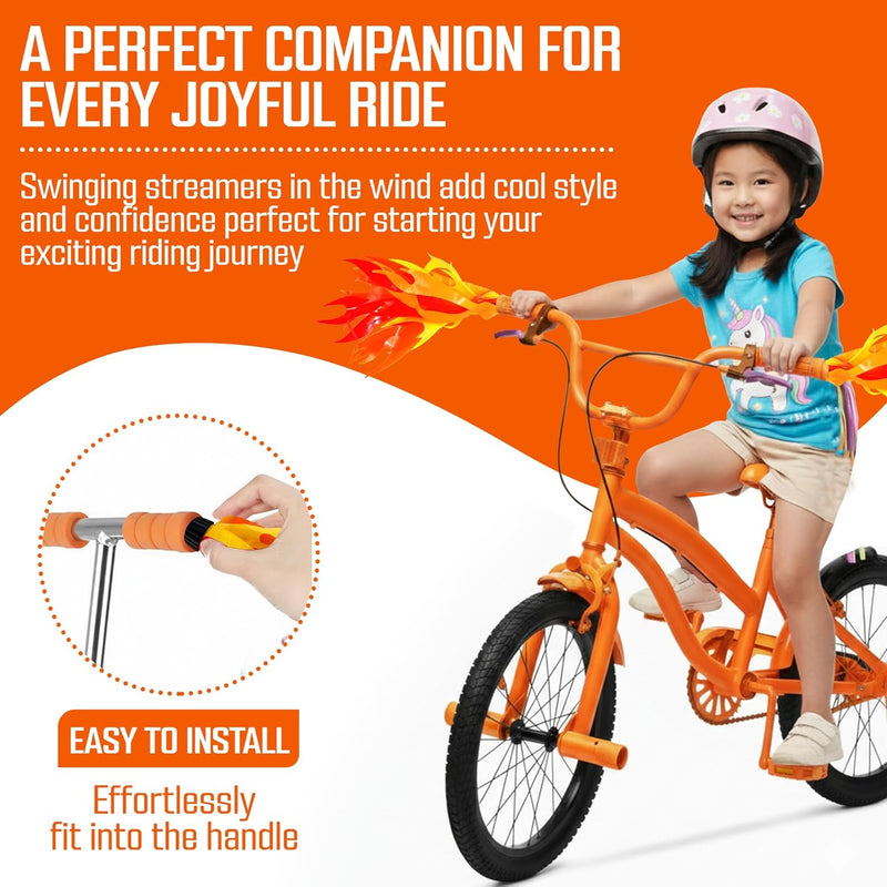 iconikal flame streamers for bicycle or scooter handlebar kids bike easy install