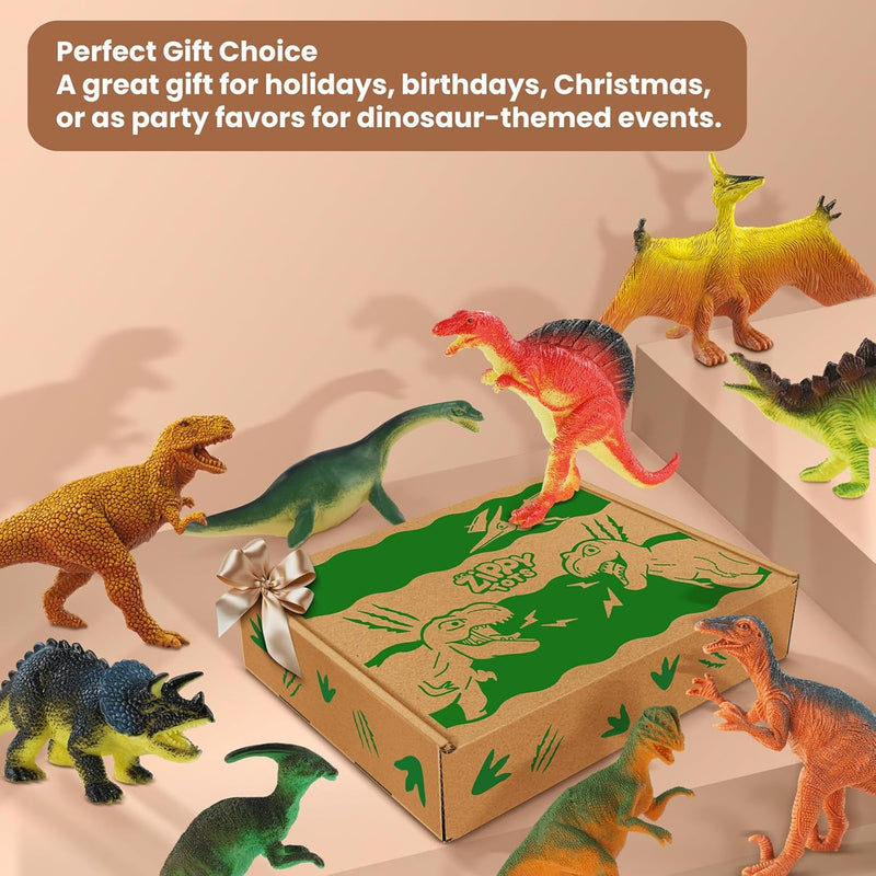 Zippytots Dinosaur Toys for Kids 3-5, 10 PCS Realistic Plastic Dinosaur Figures, BPA Free, Non-Toxic PVC, STEM Learning Gift