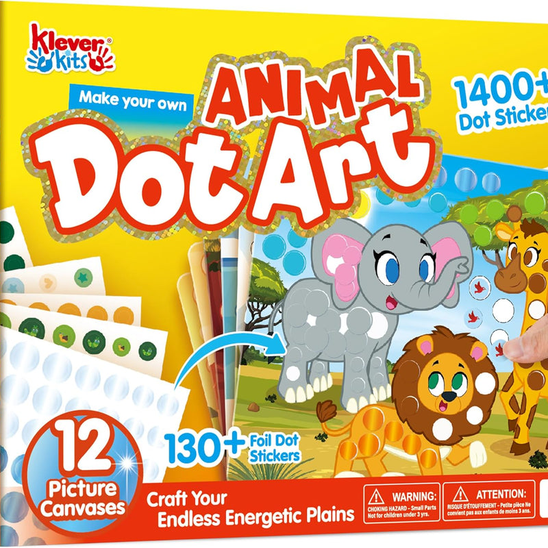 Klever Kits Dot Art Kit for Kids, No Mess Sticker for Kids 3-7, Craft Kits, DIY Creative Activity, Travel Toy, Birthday Presents for Boys Girls (Unicorns & Princess)