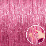 2-Pack Pink Foil Fringe Tinsel Party Backdrops for Birthdays, Bachelorettes, Graduations, and More