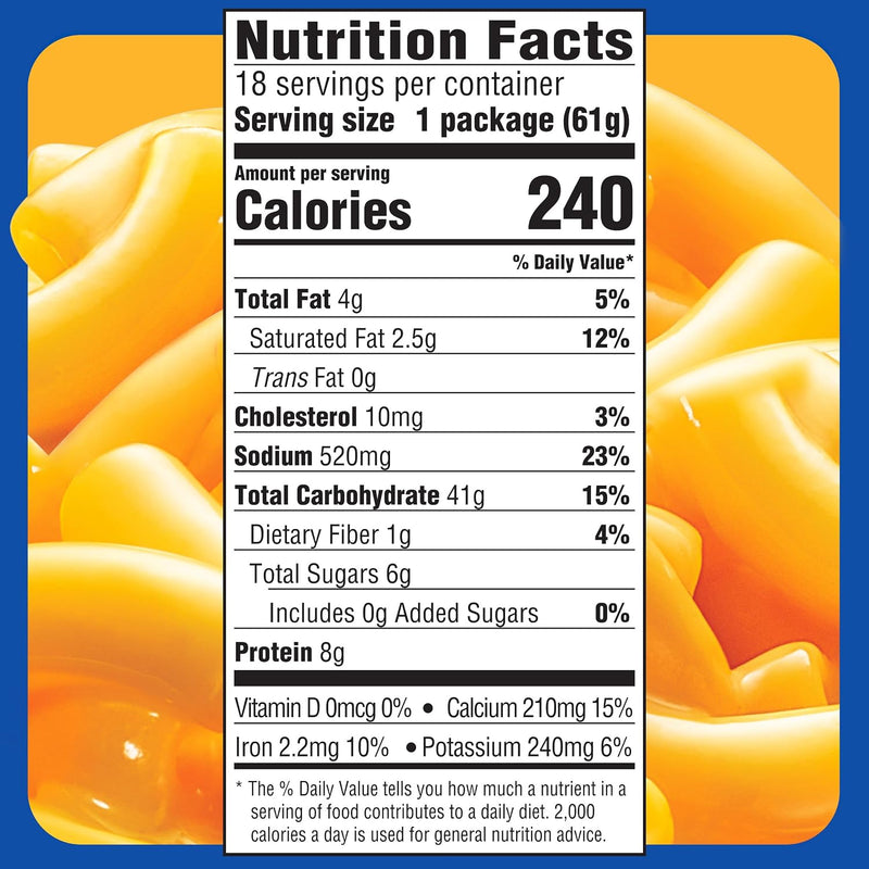 Kraft Easy Mac and Cheese, 18 Packets, for Easy Dinner or Dinner Sides, Original Flavor, No Artificial Flavors, Preservatives or Dyes, 38.7 oz