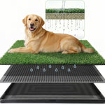 Powools Grass Pad for Dogs Potty - 3-Layer Reusable Dog Grass Pad with Tray, Washable Artificial Grasses Dog Potty Tray with Drainage Holes, Indoor & Outdoor Grass Pee Pad for Dogs, 30" x 20"