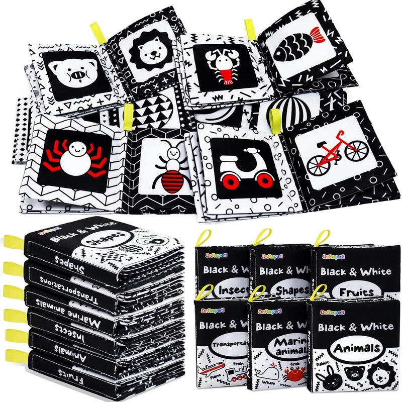 Dr.Rapeti 6 Pack Soft Books, Cloth Book, Bath Book, Baby Book, Crinkle Book | Baby Shower Toy, Washable, Nontoxic, Educational Learning Toy, Sensory Book, Baby Soft Cloth Book, Crinkle Soft Book