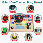 TOP BRIGHT Montessori Busy Board with LED Light, Sensory Toys for 3-5 Year Old Boys