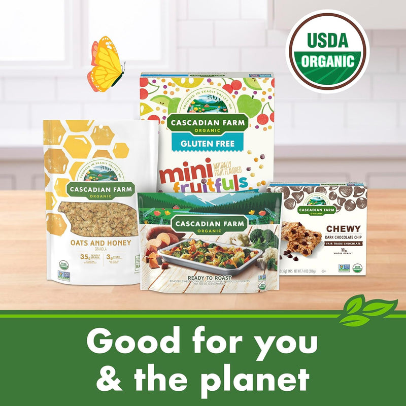 Cascadian Farm Organic Oats and Honey Granola, Resealable Pouch, 11 oz | Whole Grain Oats & Golden Honey, 35g Whole Grain, 3g Fiber, Non-GMO Verified, Great Yogurt or Hiking Snack