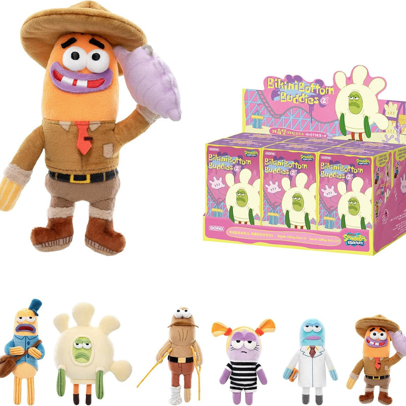 POP MART Spongbob Residents of Bikini Bottom-Whimsical Plush Part2, Blind Box Keychain – Plush Pendant, Bag Charm, Collectible Holiday Birthday Gift, Single Box