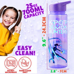 KPop Demon Hunters Officially Licensed Huntrix Water Bottle for Girls, 25oz Leak Proof with Straw Lid, Gifts for Girls
