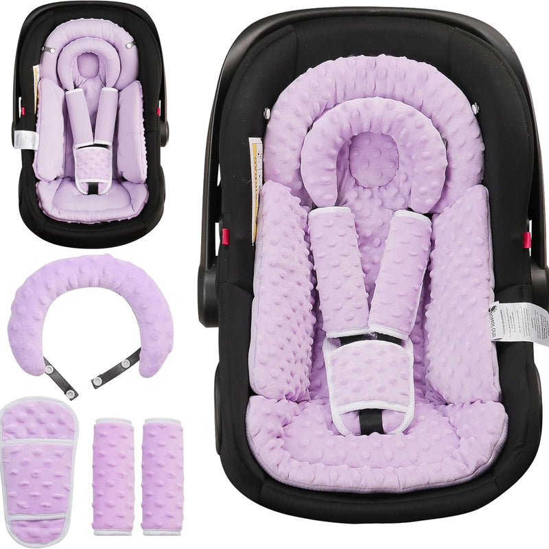 BOMOLOUR Infant Car Seat Insert for Baby Head Body Support, Pink | Reversible, Adjustable For 0-24 Months, Versatile Fits For Baby Car Seat ,Stroller, Swing, For Preemie, Newborn, Infant