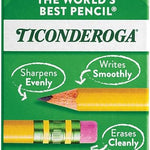 Ticonderoga Wood-Cased Pencils, Unsharpened, 2 HB Soft, Yellow, 72 Count
