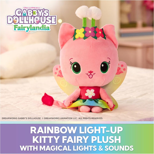 Gabby’s Dollhouse Fairylandia Official Rainbow Light-Up Kitty Fairy Plush, Cat Stuffed Animal, Sensory Toys for Ages 3 & Up