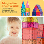 PicassoTiles 60 Piece Set Clear Magnetic 3D Blocks Construction Playboards for Toddlers and Kids