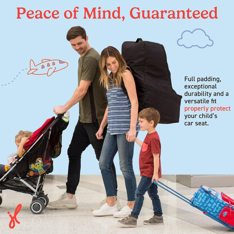 J.L. Childress Padded Backpack Car Seat Travel Bag - Ultimate, Black | Properly protects & fits most infant carriers, car seats & boosters for gate or baggage check to make airport days easier