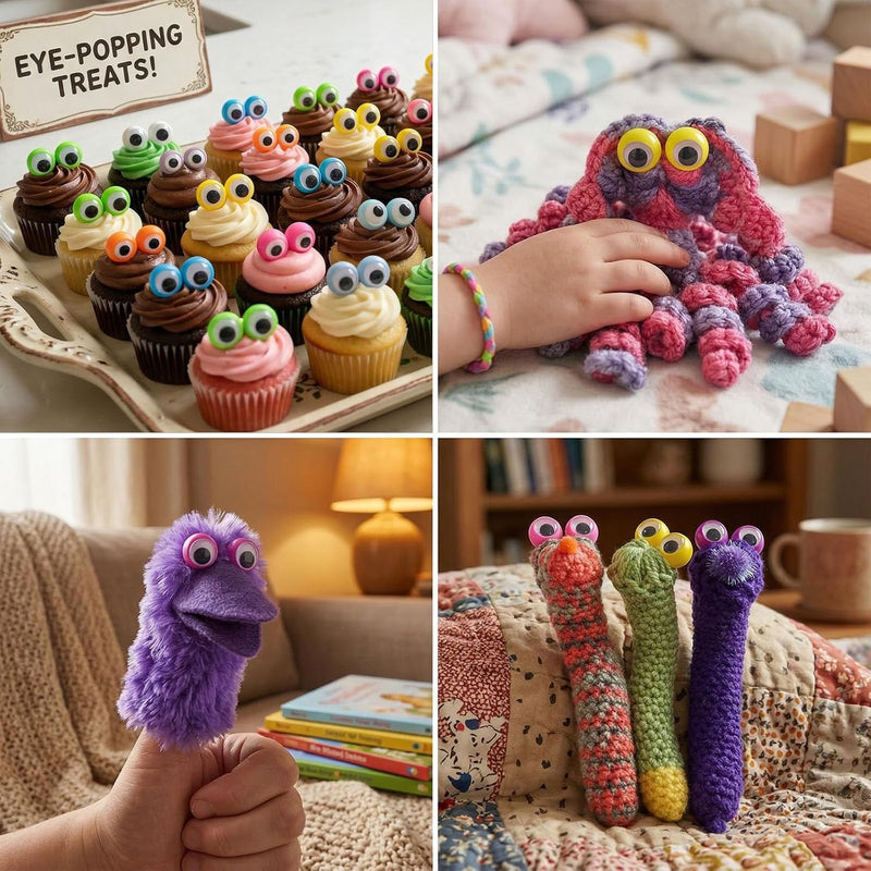 3 Otters Multicolor Googly Eye Finger Puppets Rings for Kids, Safe Non-Toxic Plastic Trinkets, Ideal Party Favors, School Prizes, and Goodie Bag Stuffers for Creative Play.