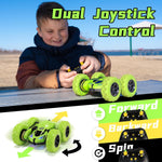 Threeking 4WD stunt RC car with soft lights, green, for kids ages 6-12, unique gift