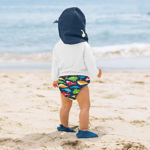 green sprouts baby boys Pull-up Reusable Absorbent Swimsuit and Toddler Swim Diaper, Navy Whale League, 3T US