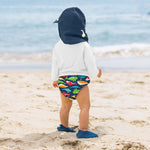 green sprouts baby boys Pull-up Reusable Absorbent Swimsuit and Toddler Swim Diaper, Navy Whale League, 3T US