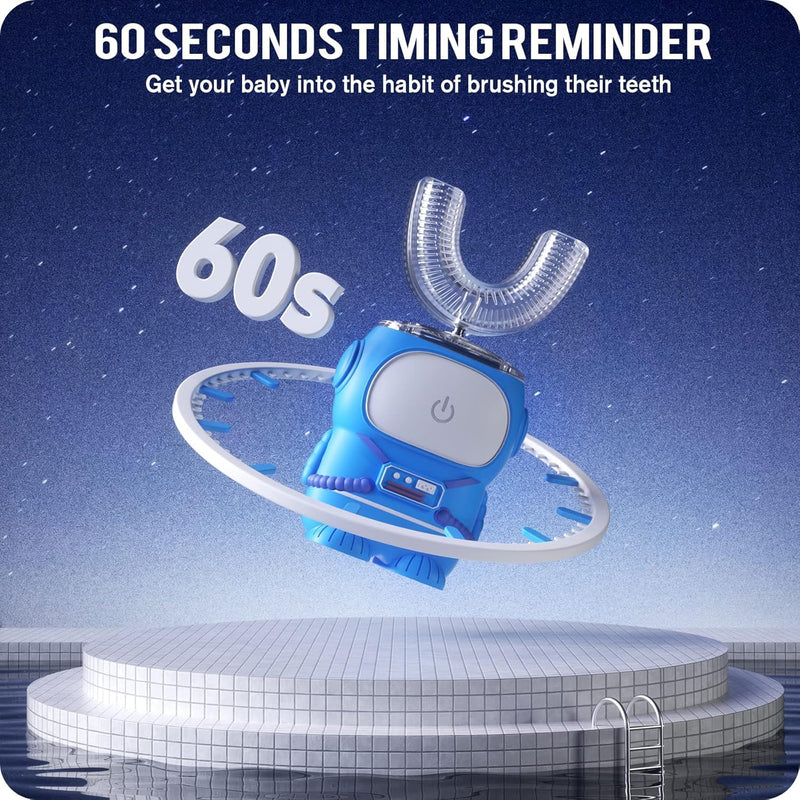 RexCodar Ultrasonic Kids Electric Toothbrush, IPX7 Waterproof, 5 Modes, Cartoon Astronaut, 60S Timer