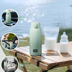 Portable Bottle Warmer for Travel, Fast Heating for Breast Milk & Water, 17 Ounces, Long-Lasting Battery, Ideal for Outdoor Use & Baby Shower, Light Green