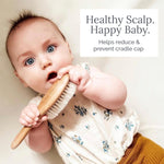 Natemia Wooden Baby Hair Brush - Natural Goat Hair Bristles - Gentle Soft Bristles for Scalp Massage - Cradle Cap Comb for Flake Removal - For Baby Grooming Kit & Toddler Hair Brush