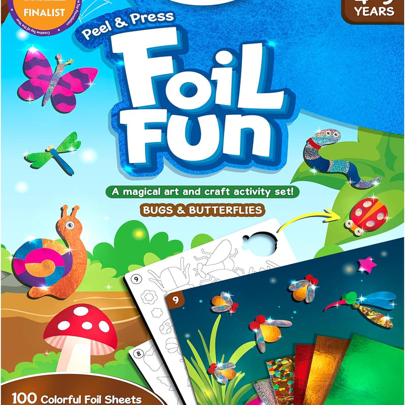 Skillmatics Foil Fun Bugs & Butterflies, Foil Art, Gift for Boys & Girls | Travel Toys, Sticker Activity Kit, Fine Motor Skills, DIY Mess-Free Art, Screen-Free, Gifts for Kids Ages 4, 5, 6, 7, 8, 9