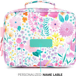 mibasies Kids Lunch Box for Girls, Insulated and Reusable Lunch Bag for School Preschool Kindergarten, Flower Pink