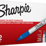Sharpie Twin Tip Permanent Markers, Fine and Ultra Fine, Black, 12 Count