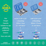 AOHEA Stainless Steel Bento Box Kids, Kids Metal Bento Lunch Box BPA Free Lunch Box Containers 304 Stainless Steel Bento Box for School and Office(Bule)