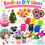 FUNZBO Arts and Crafts Supplies for Kids - Toddler DIY Craft Set | with Glitter Glue Sticks, Pipe Cleaners, Pom Poms , Popsicle Sticks Tools for School, Birthday Gifts for Boys & Girls Ages 4+
