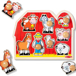 Melissa & Doug Farm Animals Jumbo Knob Puzzle, Wooden Peg Puzzle for Toddlers Ages 1+