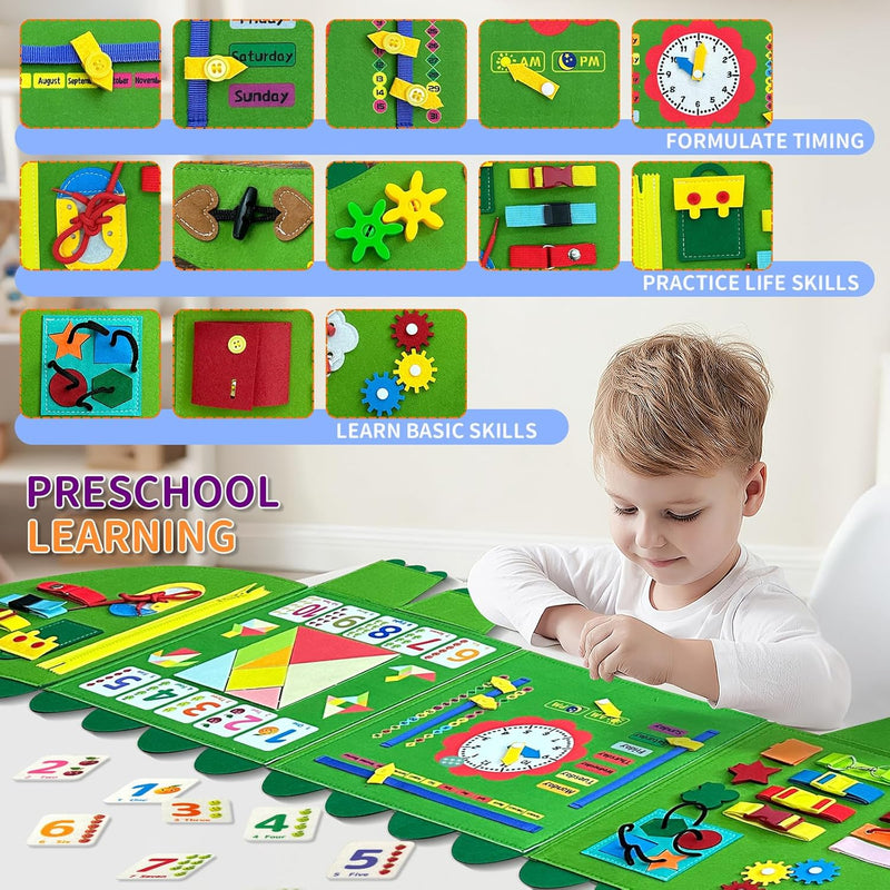 Montessori Busy Board for Toddlers 3-5: Sensory Wall Activity Center for Fine Motor & Cognitive Development