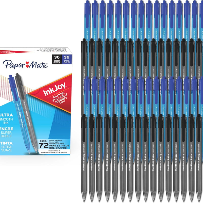 Paper Mate InkJoy 100RT Retractable Ballpoint Pens, Medium Point (1.0mm), 20 Count - Teacher Essentials, Colorful Office Supplies, Note-Taking, Back to School